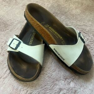 Birkenstock Women's White and Brown Sandals